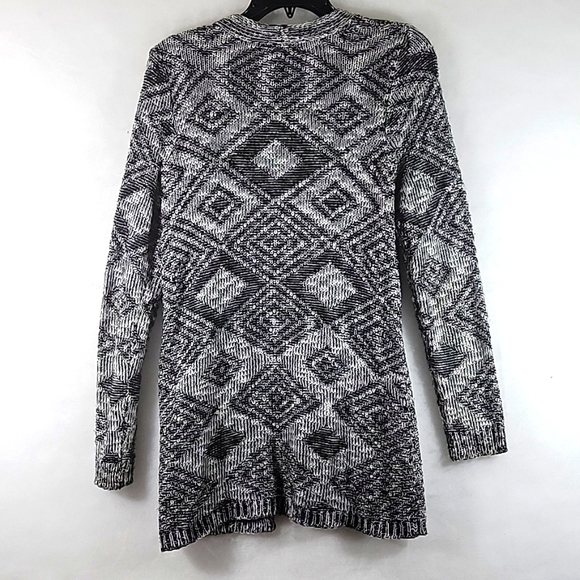 I.N. STUDIO Black and White Diamond Knit Open Front Cardigan Size PS - Picture 6 of 6